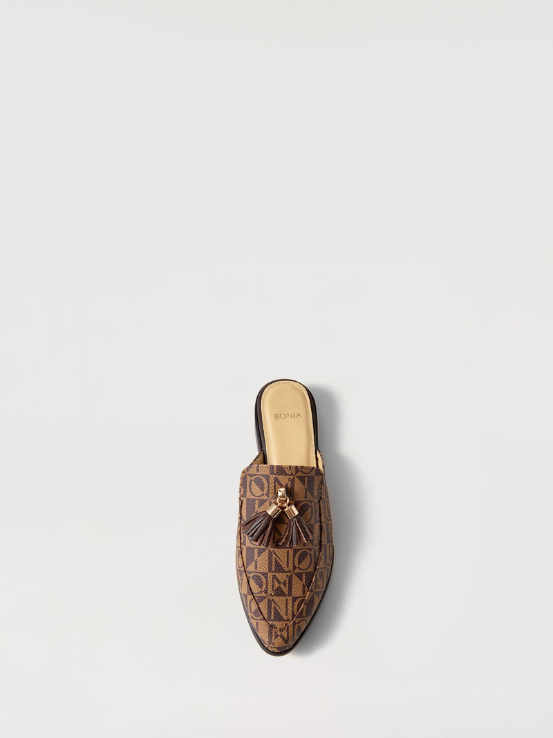 Shelly Monogram Tassled Mules