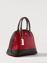 Raffia Structured Satchel Croco