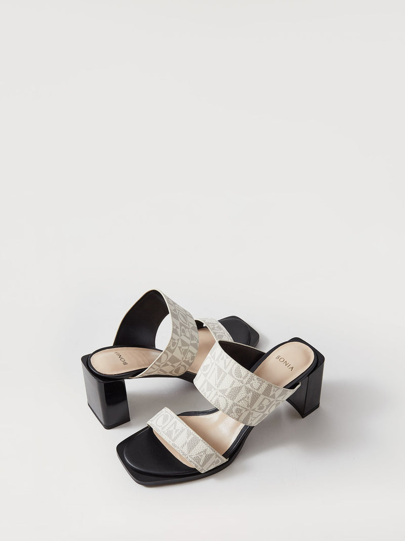 Celeste Monogram Open Toe Sandal Heels