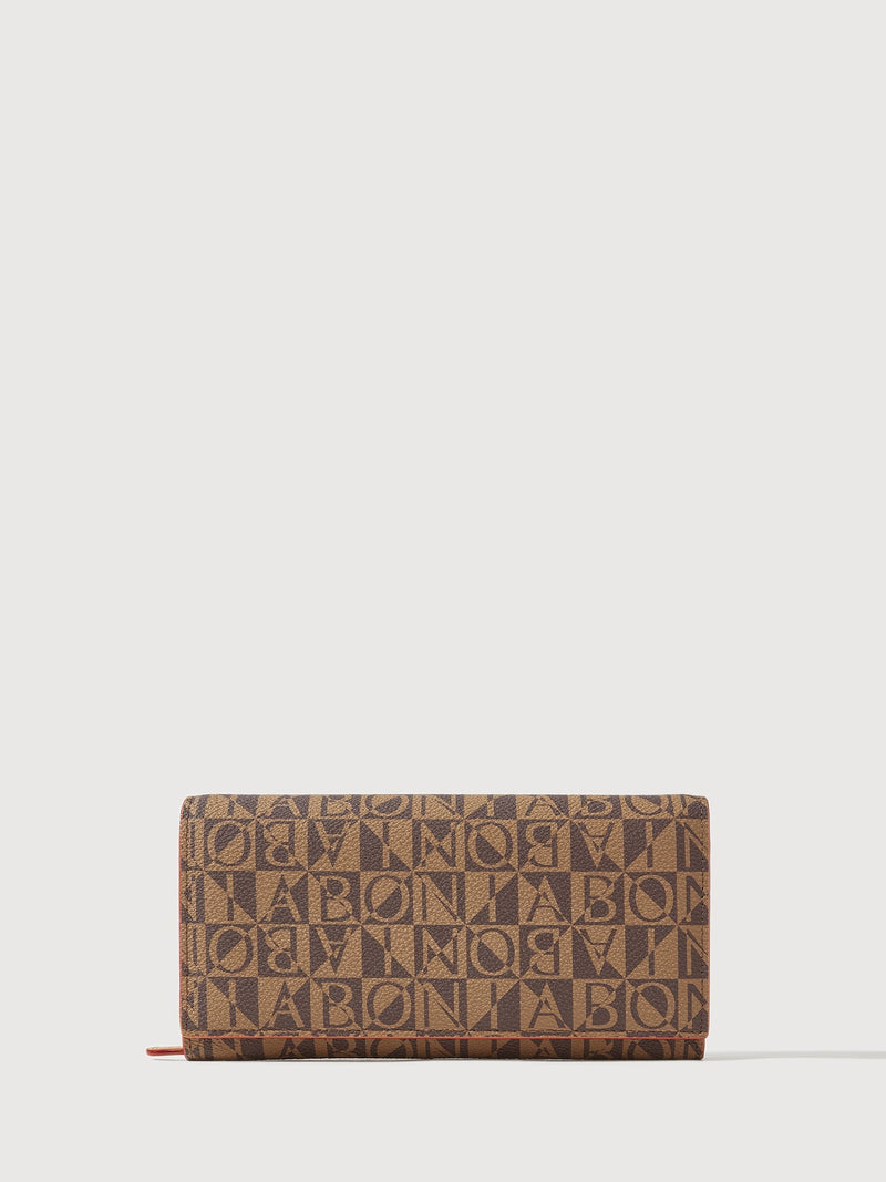 Monogram 2 Fold L Shape Long Zipper Wallet - BONIA