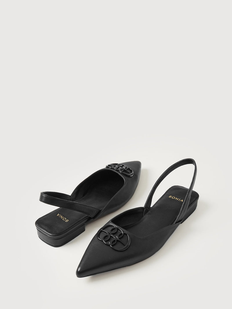 [PRE ORDER] La Luna Pointed-toe Flat Mules with Slingback - BONIA