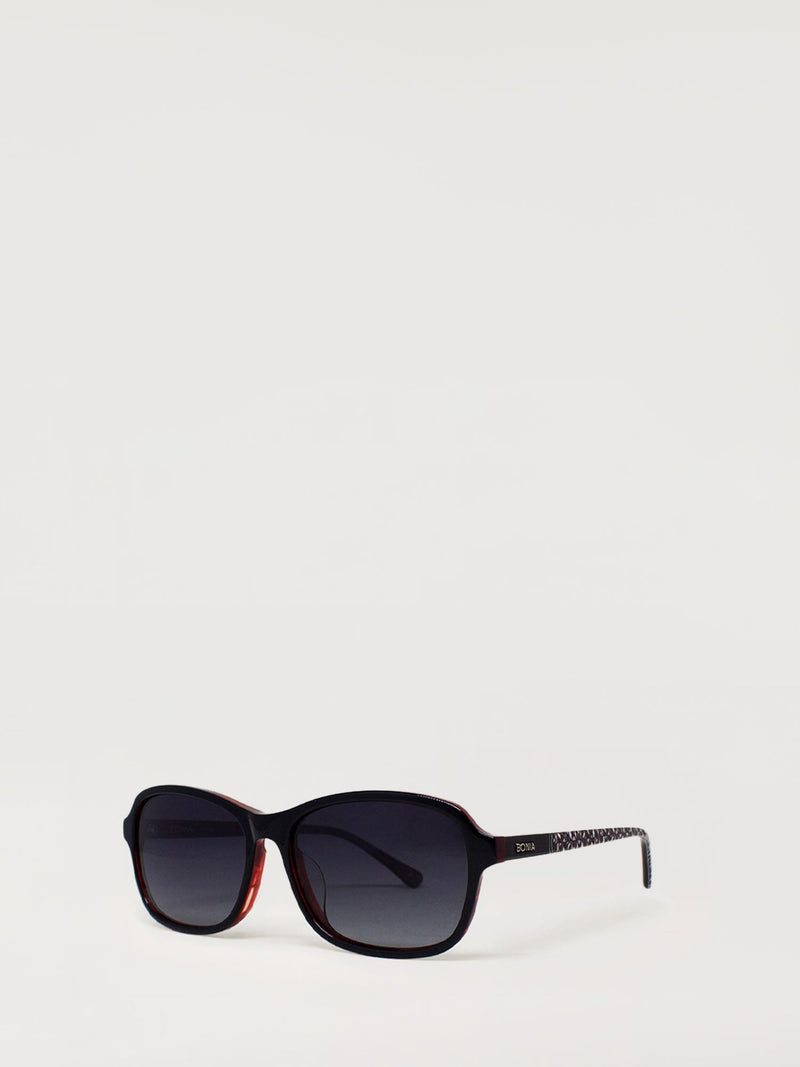 Valentina Monogram Rectangular Black Sunglasses - BONIA